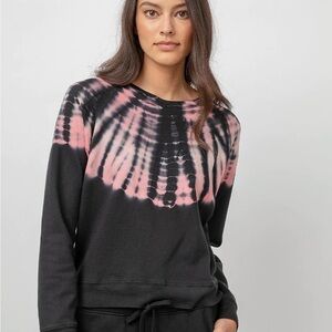 Rails Theo Black skeleton Tie Dye crew neck sweatshirt size small black and pink